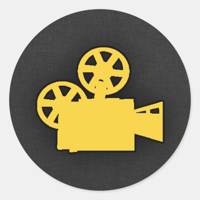 Yellow Amber Movie Camera Classic Round Sticker (Front)