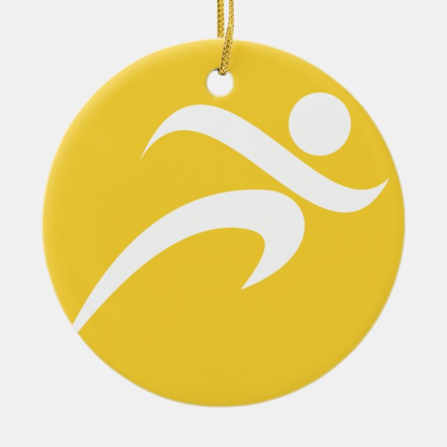 Yellow Amber Running Ceramic Tree Decoration (Front)