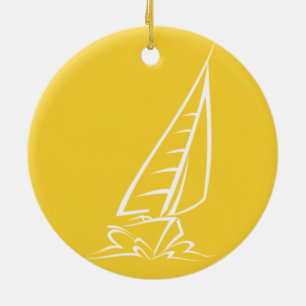 Yellow Amber Sailing Ceramic Tree Decoration