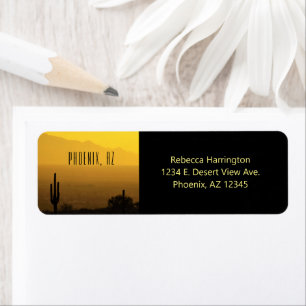 Yellow Amber Sunset Cactus Phoenix Arizona Return Address Label