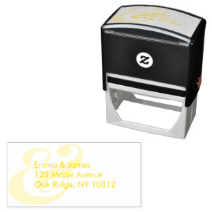Yellow Ampersand Wedding Return Address Self-inking Stamp