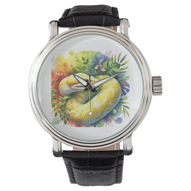 Yellow Anaconda 160724AREF221 - Watercolor Watch (Front)