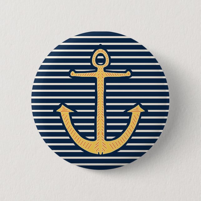 Yellow Anchor 6 Cm Round Badge (Front)