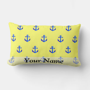 Yellow anchor pattern lumbar cushion