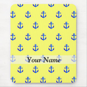 Yellow anchor pattern mouse pad