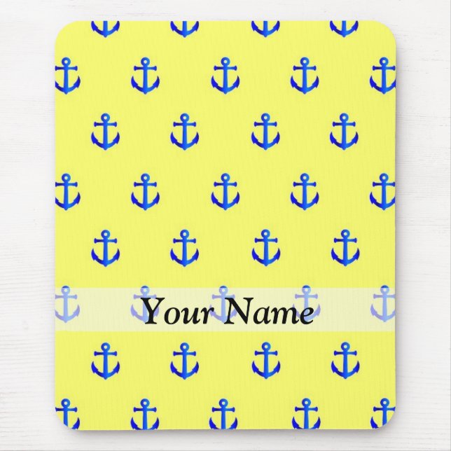Yellow anchor pattern mouse pad (Front)