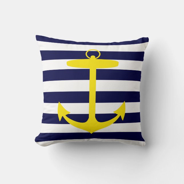 Yellow Anchor Silhouette Cushion (Front)