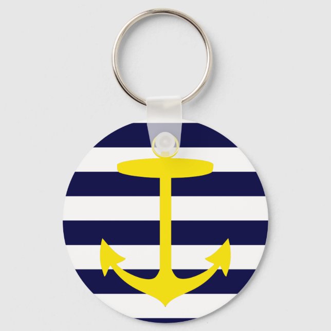 Yellow Anchor Silhouette Key Ring (Front)