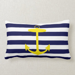 Yellow Anchor Silhouette Lumbar Cushion