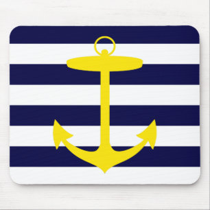 Yellow Anchor Silhouette Mouse Pad