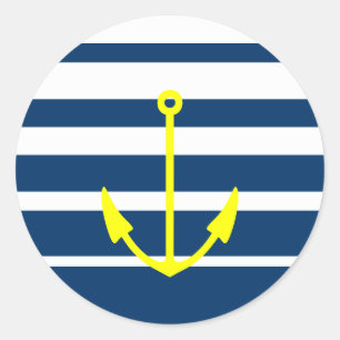 Yellow anchor stickers with blue and white stripes