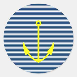 Yellow anchor stickers with navy blue stripes