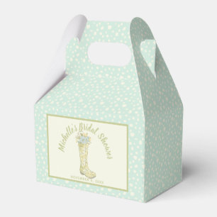 Yellow and Aqua Blue Rain Boot Bridal Shower Favour Box
