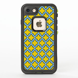 Yellow and Baby Blue Trellis, Lattice, Quatrefoil