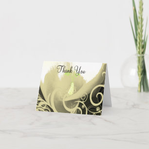 YELLOW AND BEIGE TAN Thank You Card