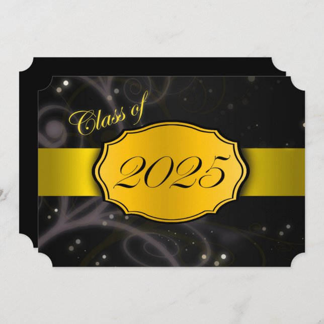 Yellow and Black 2025 Graduation Party Invitation (Front/Back)