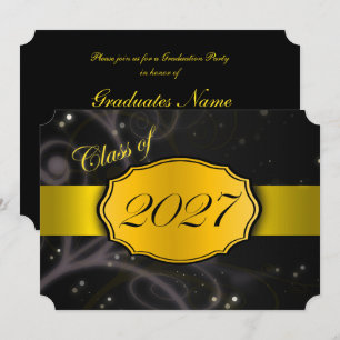 Yellow and Black 2027 Graduation Party Invitation