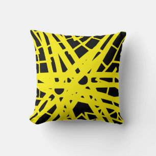 Yellow and Black abstract pattern pillow
