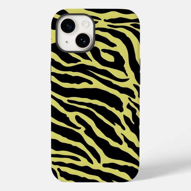 Yellow and Black Animal Print Stripes  Case-Mate iPhone Case (Back)