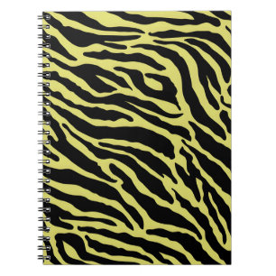 Yellow and Black Animal Print Stripes Notebook