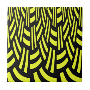 Yellow and Black Art Deco Ceramic Tile