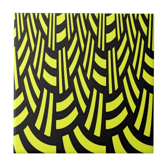 Yellow and Black Art Deco Ceramic Tile (Front)