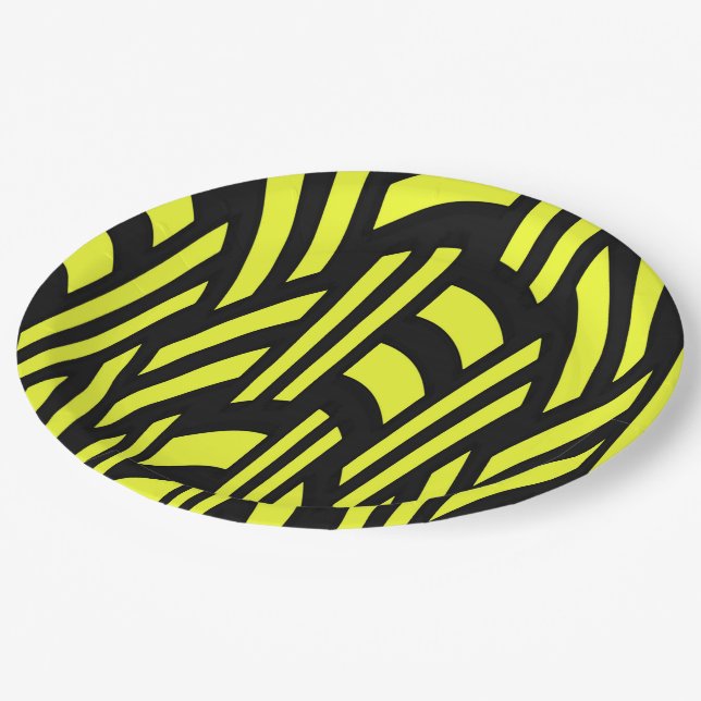 Yellow and Black Art Deco Paper Plate (Angled)