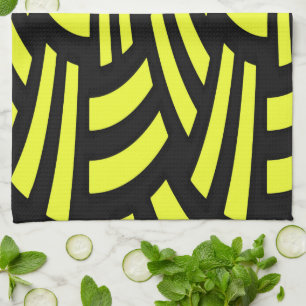 Yellow and Black Art Deco Tea Towel