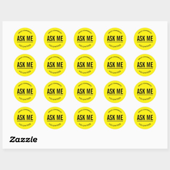 Yellow and black ask me volunteer  sticker (Sheet)