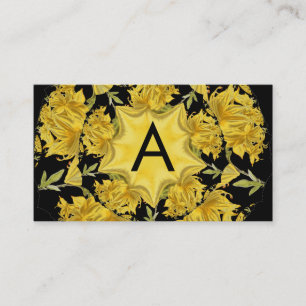 Yellow and black Azalea Monogram Business Card
