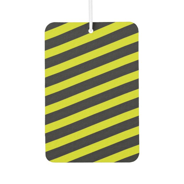 Yellow and Black Bee-Like Stripes Pattern Car Air Freshener (Front)