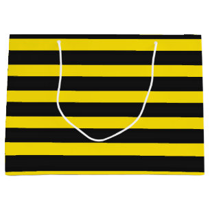 Yellow and Black Bee-Like Stripes Pattern Large Gift Bag