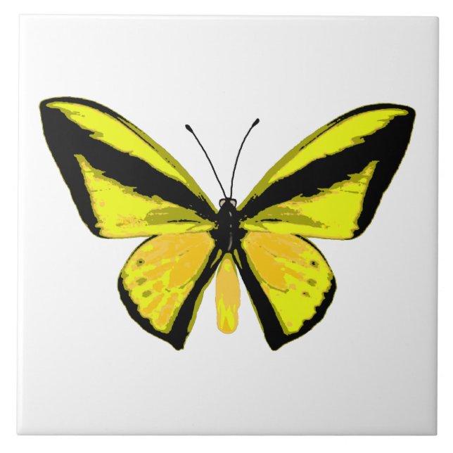 Yellow and black bird wing butterfly ceramic tile (Front)