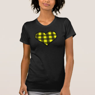 Yellow and Black Buffalo Plaid Heart T-Shirt
