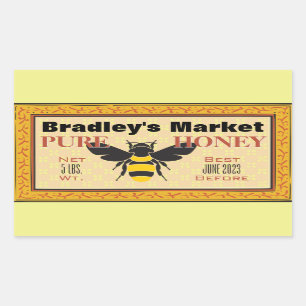 Yellow and Black Bumble Bee Customised Rectangular Sticker