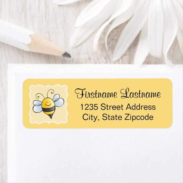 Yellow and Black Bumblebee | Cute Return Address Label (Insitu)
