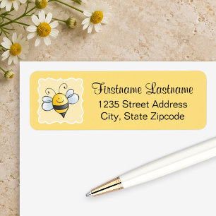 Yellow and Black Bumblebee Cute Return Address Label