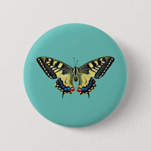 Yellow and black butterfly 6 cm round badge