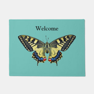 Yellow and black butterfly doormat