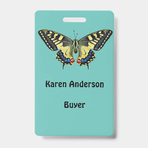 Yellow and black butterfly ID badge