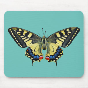 Yellow and black butterfly   mouse pad