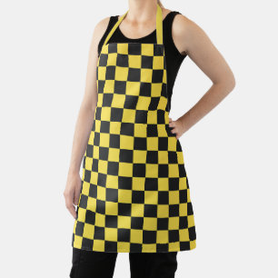 Yellow and black checkerboard pattern apron