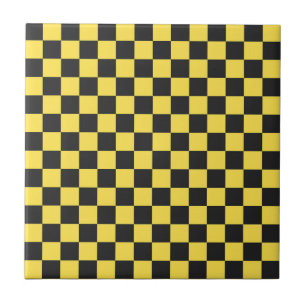 Yellow and black checkerboard pattern ceramic tile