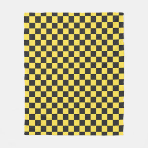 Yellow and black checkerboard pattern fleece blanket