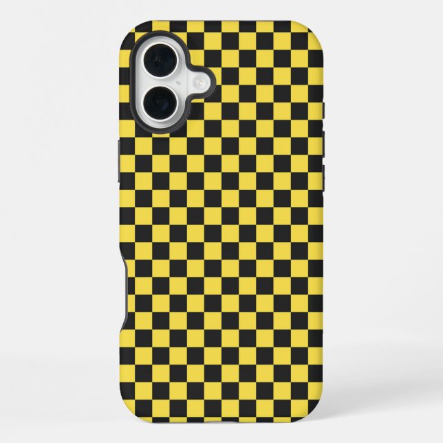 Yellow and black checkerboard pattern iPhone case (Back)