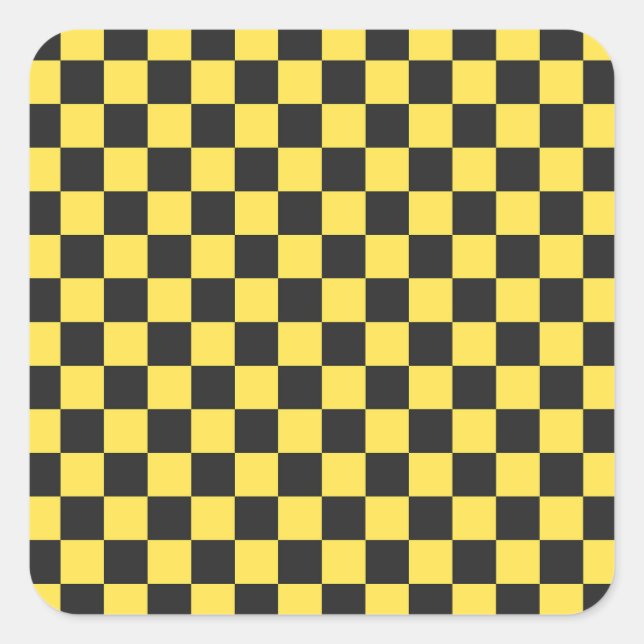 Yellow and black checkerboard pattern square sticker (Front)