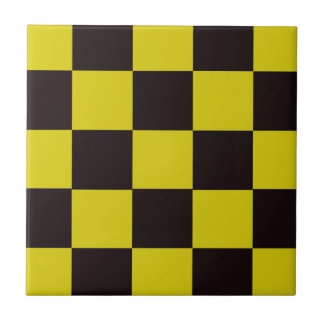 Yellow and Black Chequerboard Ceramic Tile