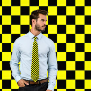 Yellow and Black Chequerboard Necktie
