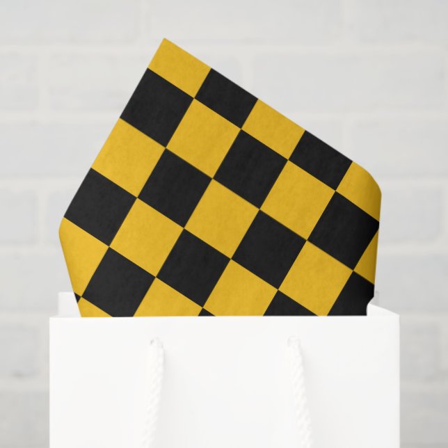 Yellow and Black Chequered Print Tissue Paper (Gift Bag)