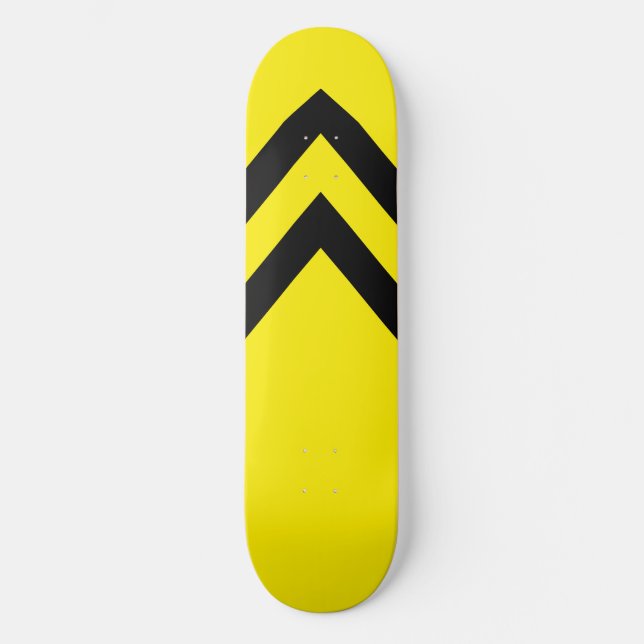 Yellow and Black Chevrons Skateboard Deck (Front)
